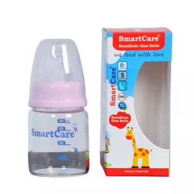 Smartcare Borosilicate Pink Glass Bottle S (0+ Months) 