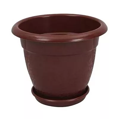 RFL TEL Modern Flower Tub With Tray (Rose Wood) 8 inch 