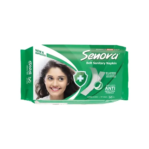 Square - Senora anti infection sanitary napkin - Belt - ( 10 pad )