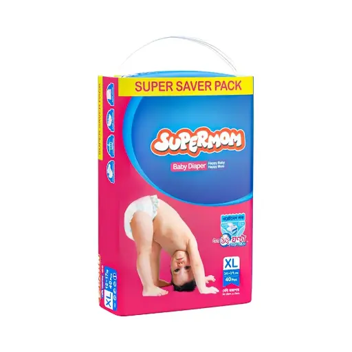 Square - Supermom Baby Diaper - Belt (12-17kg) (XL - 40pcs)